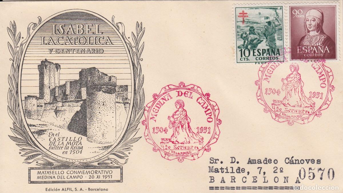 Briefmarken: MATASELLOS ROJO ISABEL LA CAT&Oacute;LICA - MEDINA DEL CAMPO - 1951
