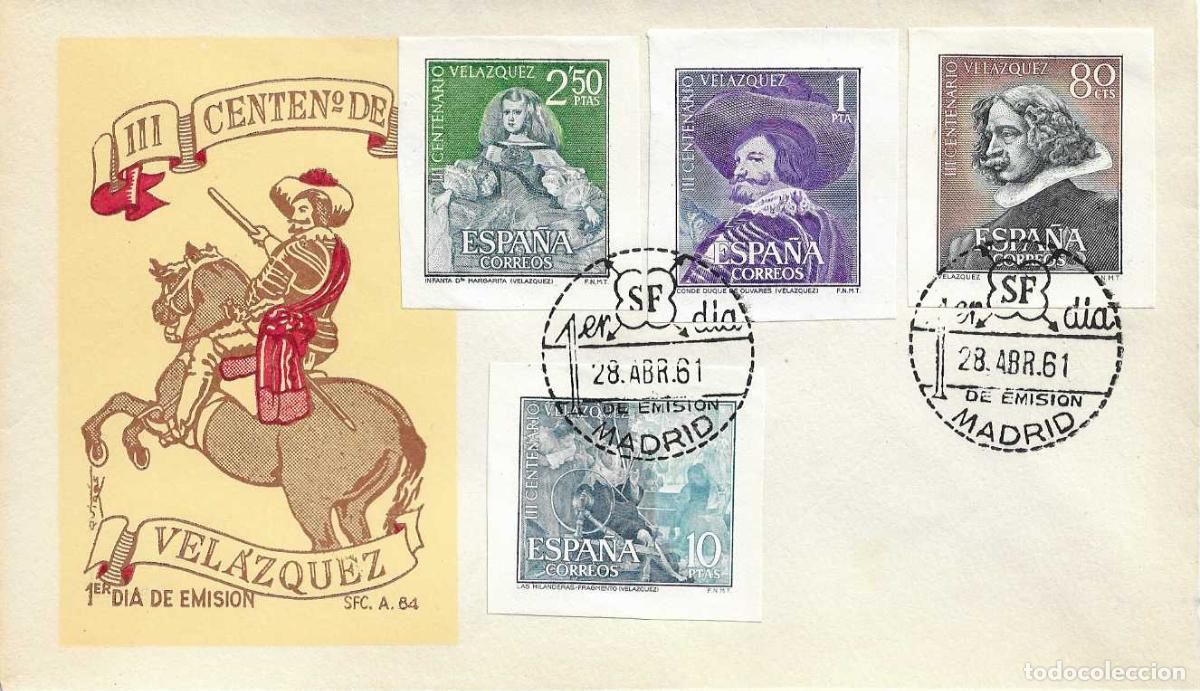 Sellos: PINTURA VELAZQUEZ III CENTENARIO 1961 (EDIFIL SH 1344/47) EN SPD SERVICIO FILATELICO CORREOS RARO
