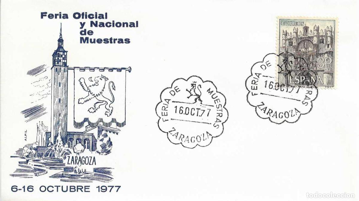 Stamps: FERIA DE MUESTRAS, ZARAGOZA 16 OCTUBRE 1977. MATASELLOS LEON EN SOBRE DE ALFIL