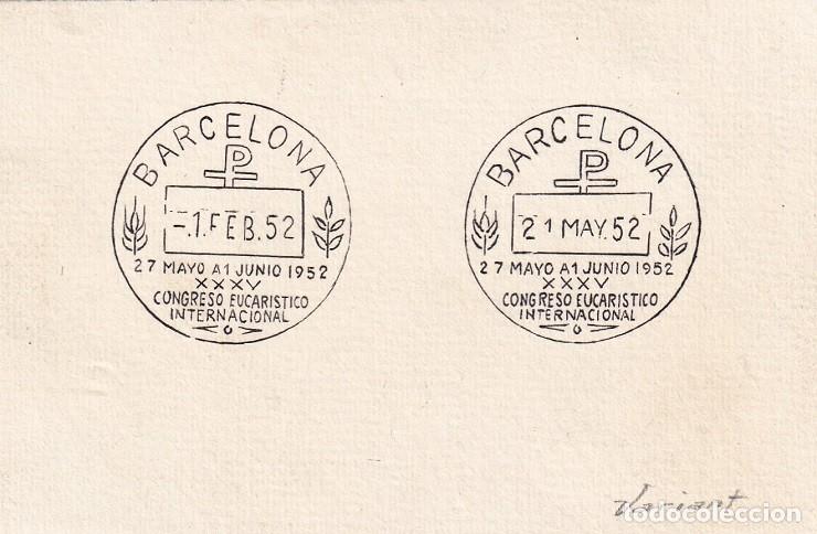 Sellos: Marcofilia - Variante matasellos especiales Barcelona 1952 - XXXV Congreso Eucar&iacute;stico Internacional