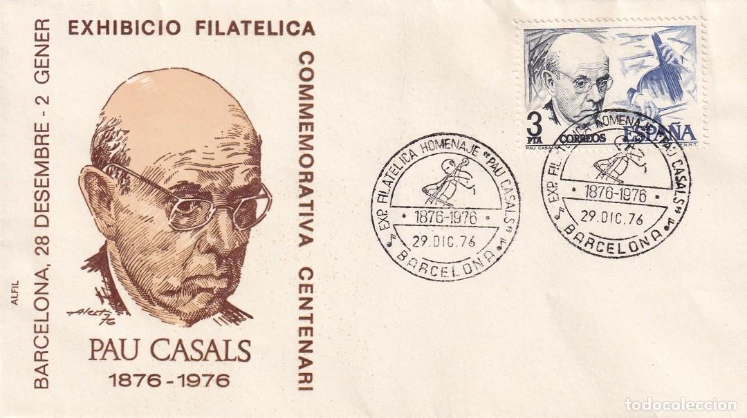 Sellos: Sobre en Alfil Barcelona 1976 - Exhibici&oacute; Filat&egrave;lica commemorativa centenari Pau Casals 1876-1976