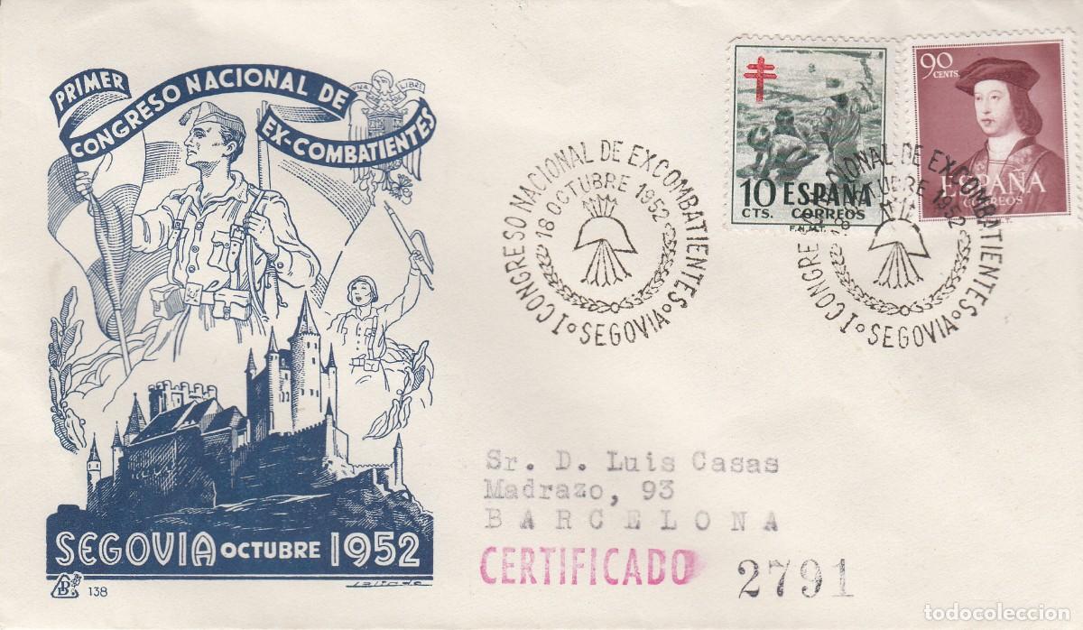 Sellos: MATASELLOS CONGRESO NACIONAL DE EXCOMBATIENTES - SEGOVIA- 1952
