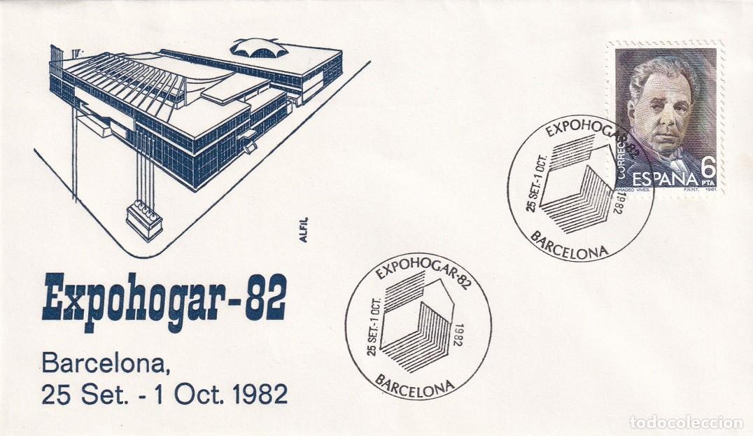 Sellos: Sobre en Alfil Barcelona 1982 - Expohogar 82 - Matasellos especiales
