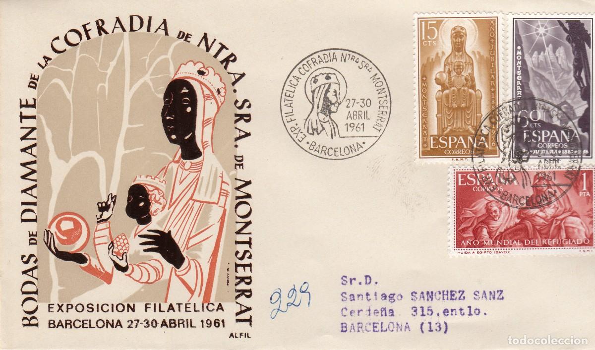 Timbres: MATASELLOS EXPOSICI&Oacute;N FILAT&Eacute;LICA COFRAD&Iacute;A VIRGEN DE MONTSERRAT - BARCELONA - 1961