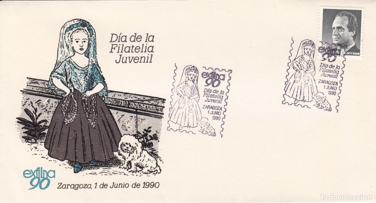 Timbres: ARAG&Oacute;N - MATASELLOS DIA DE LA FILATELIA JUVENIL - EXFILNA -90 - ZARAGOZA - 1990