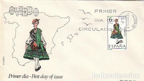 Sellos: EDIFIL 1909, TRAJE REGIONAL DE OVIEDO, SOBRE PRIMER DIA DE 1969 SOBRE DE ALFIL
