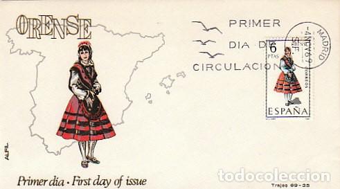Sellos: Edifil 1908, traje regional de Orense, sobre primer dia de 1969 SOBRE DE ALFIL