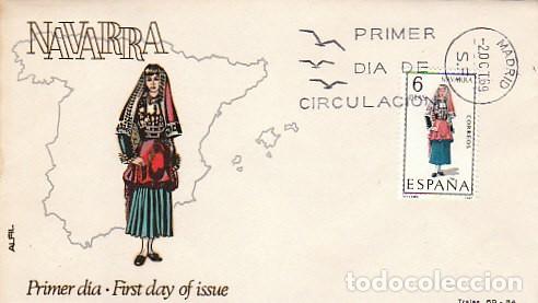 Sellos: Edifil 1907, traje regional de Navarra, primer dia del a&ntilde;o 1969 sobre de alfil