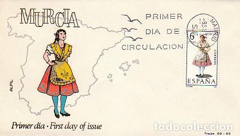Sellos: Edifil 1906, traje regional de Murcia, sobre primer dia de 1969 sobre de Alfil