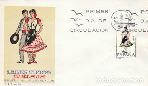 Sellos: Edifil 1905, traje regional de M&aacute;laga, sobre primer dia de 1969 sobre del SFC