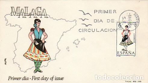 Sellos: Edifil 1905, traje regional de Malaga, sobre primer dia de 1969 sobre de Alfil