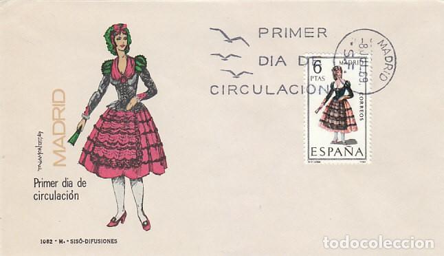 Sellos: Edifil 1904, traje regional de Madrid, sobre primer dia de 1969 sobre de Siso