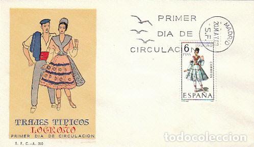 Sellos: Edifil 1902, traje regional de Logro&ntilde;o, primer dia de 1969 sobre del SFC