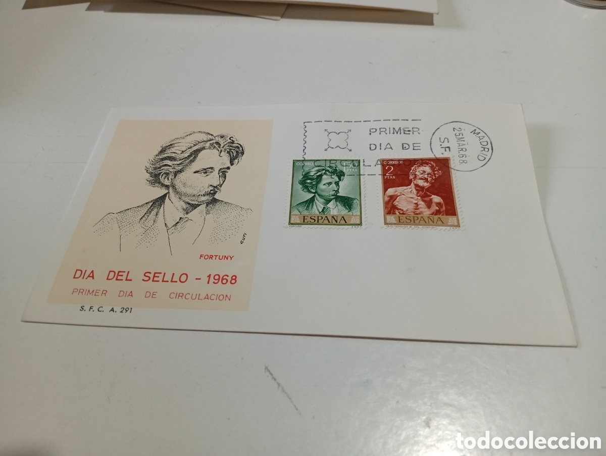 Sellos: Sobre primer d&iacute;a de circulaci&oacute;n Dia del Sello 1968 Fortuny
