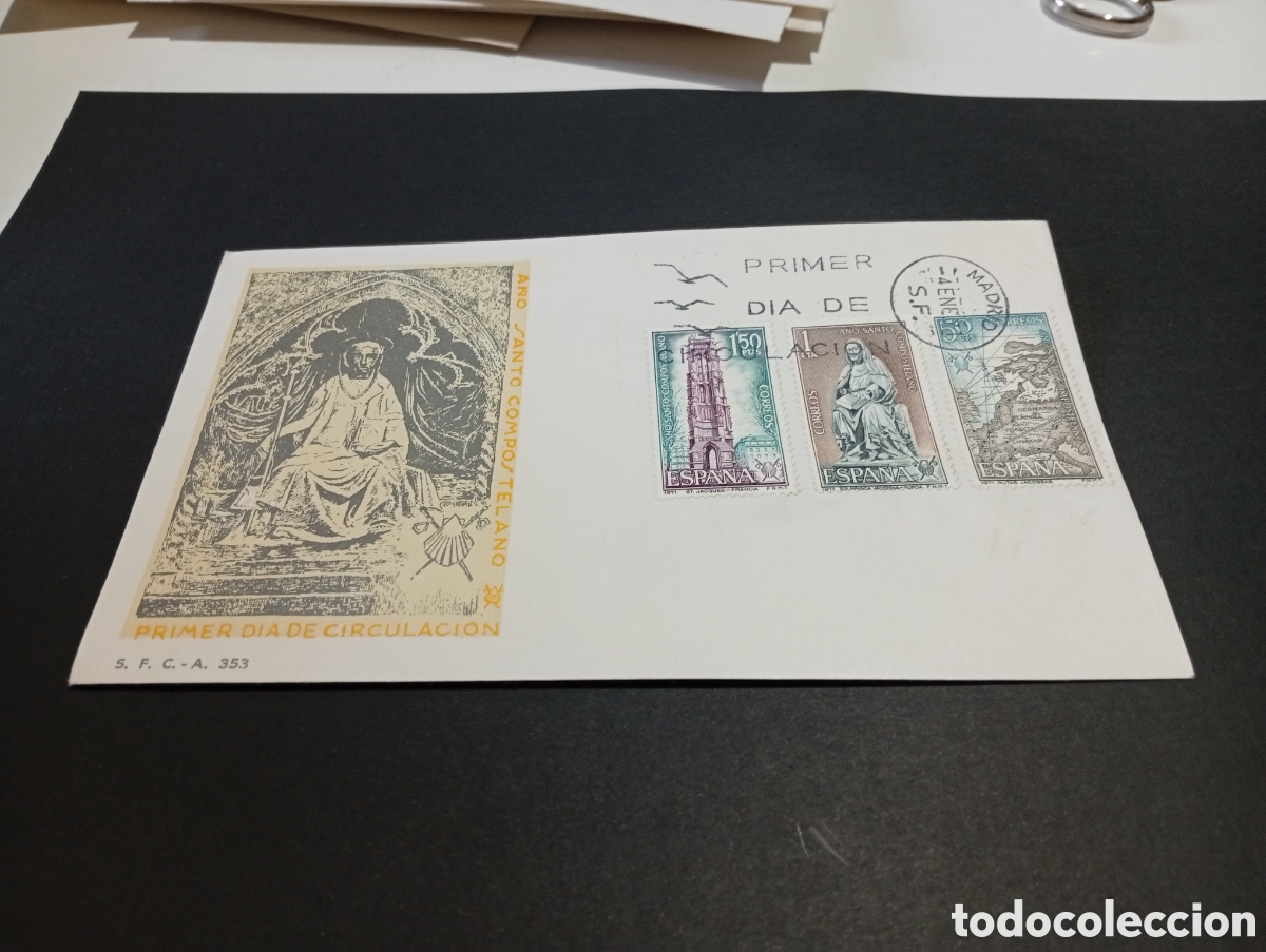 Sellos: Sobre primer d&iacute;a de circulaci&oacute;n A&ntilde;o Santo Compostelano