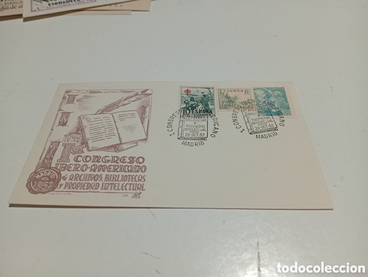 Sellos: Sobre primer d&iacute;a de circulaci&oacute;n l congreso ibero americano de archivos y bibliotecas