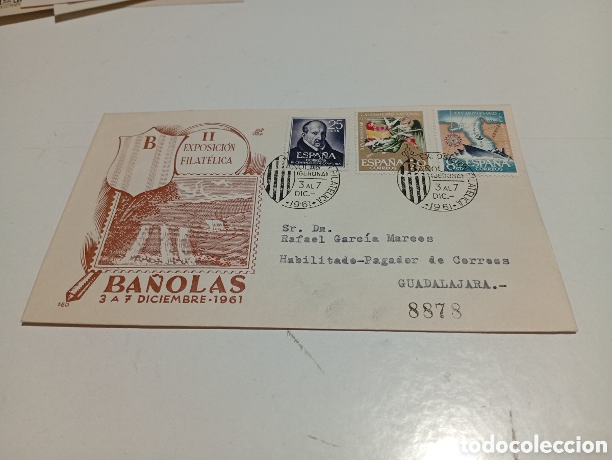 Sellos: Sobre primer d&iacute;a de circulaci&oacute;n ll exposici&oacute;n filat&eacute;lica BA&Ntilde;OLAS 1961