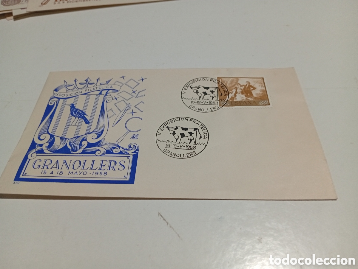 Sellos: Sobre primer d&iacute;a de circulaci&oacute;n exposici&oacute;n filat&eacute;lica GRANOLLER 1958