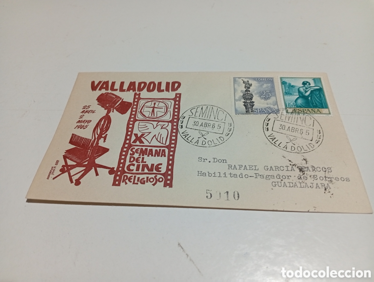 Sellos: Sobre primer d&iacute;a de circulaci&oacute;n X semana del Cine religioso, Valladolid 1965