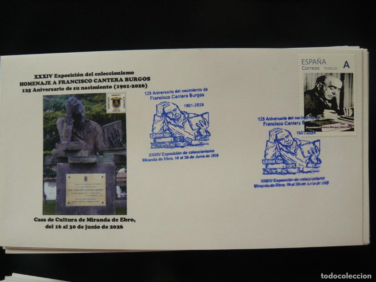 Sellos: Sobre XXXIV Exposici&oacute;n de coleccionismo de Miranda de Ebro 16-30 junio 2026 Francisco Cantera Burgos