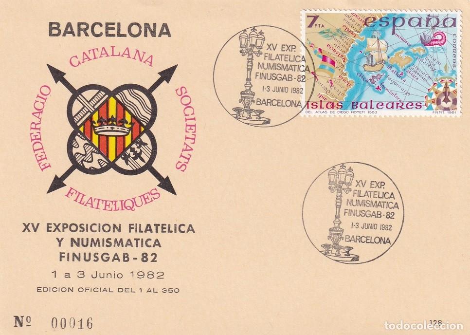Sellos: Tarjeta Barcelona 1982 - Finusgab 82 XV Exposici&oacute;n filat&eacute;lica y numism&aacute;tica - N&ordm; 16 de 350