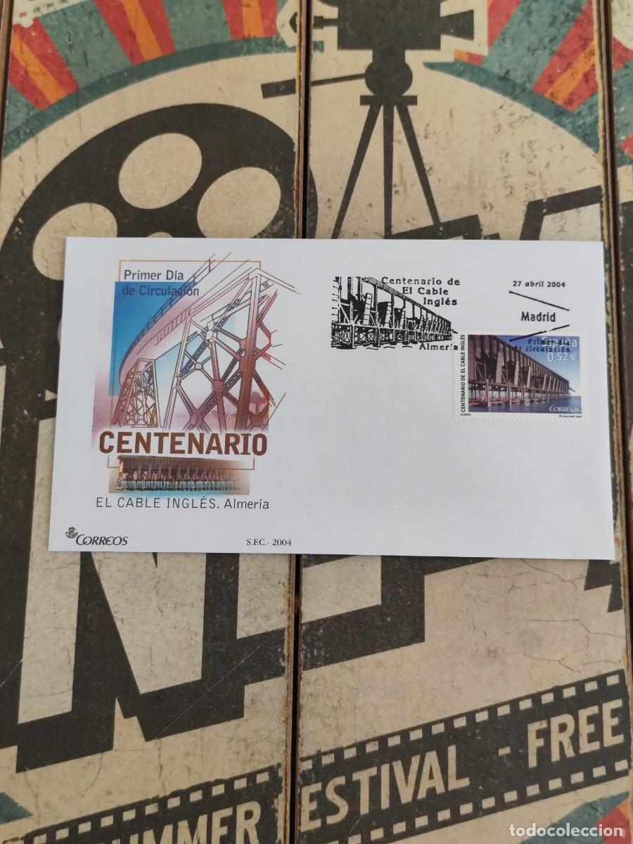 Sellos: 227 Centenario El cable ingles Almeria 27/4/04 Sobre primer d&iacute;a