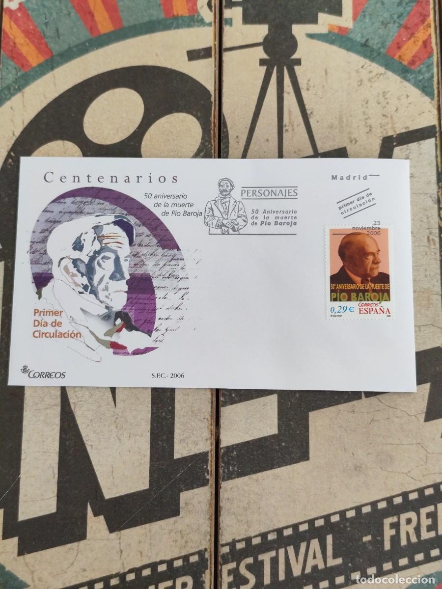 Sellos: 237 Centenarios 50 Aniversario de la muerte de Pio Baroja 23/11/06 Sobre primer d&iacute;a