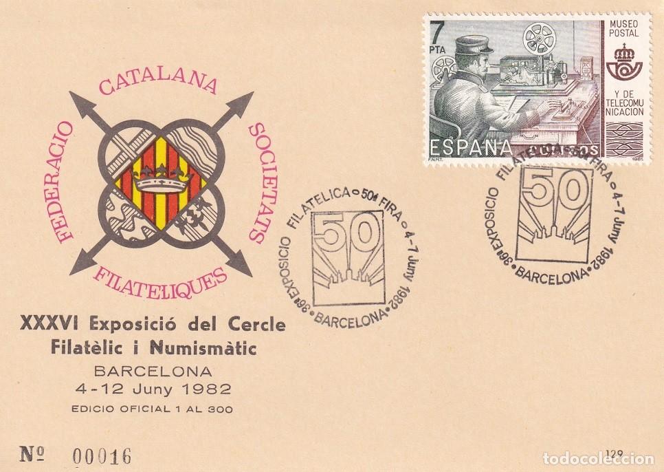 Sellos: Tarjeta Barcelona 1982 - XXXVI Exposici&oacute; del Cercle Filat&egrave;lic i Numism&agrave;tic - N&ordm; 16 de 300