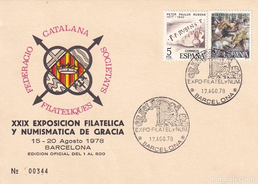 Sellos: Tarjeta Barcelona 1978 - XXIX Exposici&oacute;n Filat&eacute;lica y Numism&aacute;tica de Gracia - N&ordm; 344 de 500