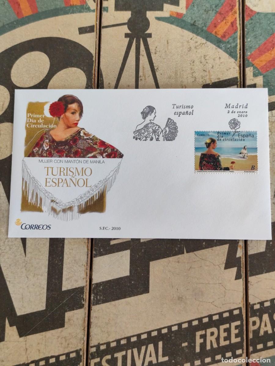 Sellos: 247 Turismo Espa&ntilde;ol Mujer con Mant&oacute;n de Manila 2/1/10 Sobre primer d&iacute;a