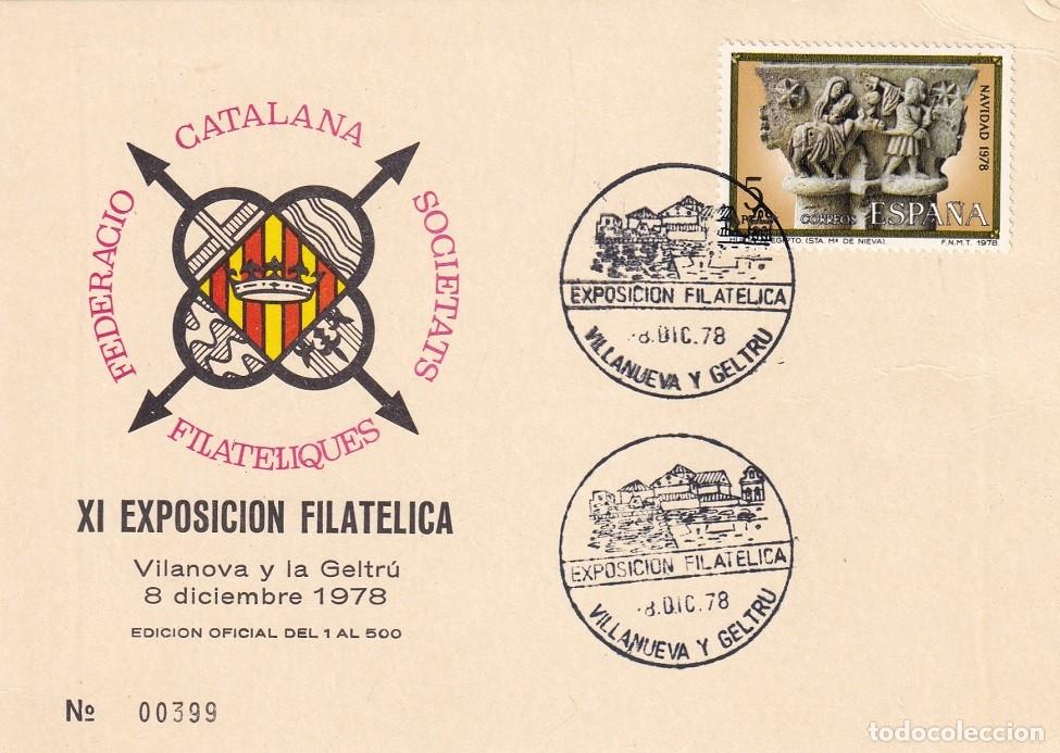 Sellos: Tarjeta Vilanova y la Geltr&uacute; 1978 - XI Exposici&oacute;n Filat&eacute;lica - N&ordm; 399 de 500 - Villanueva y Geltr&uacute;
