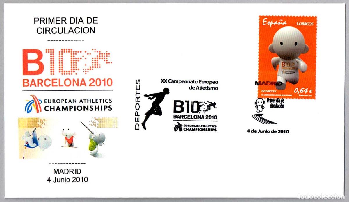 Sellos: Matasellos Primer Dia CAMPEONATO DE EUROPA DE ATLETISMO BARCELONA 2010. Madrid