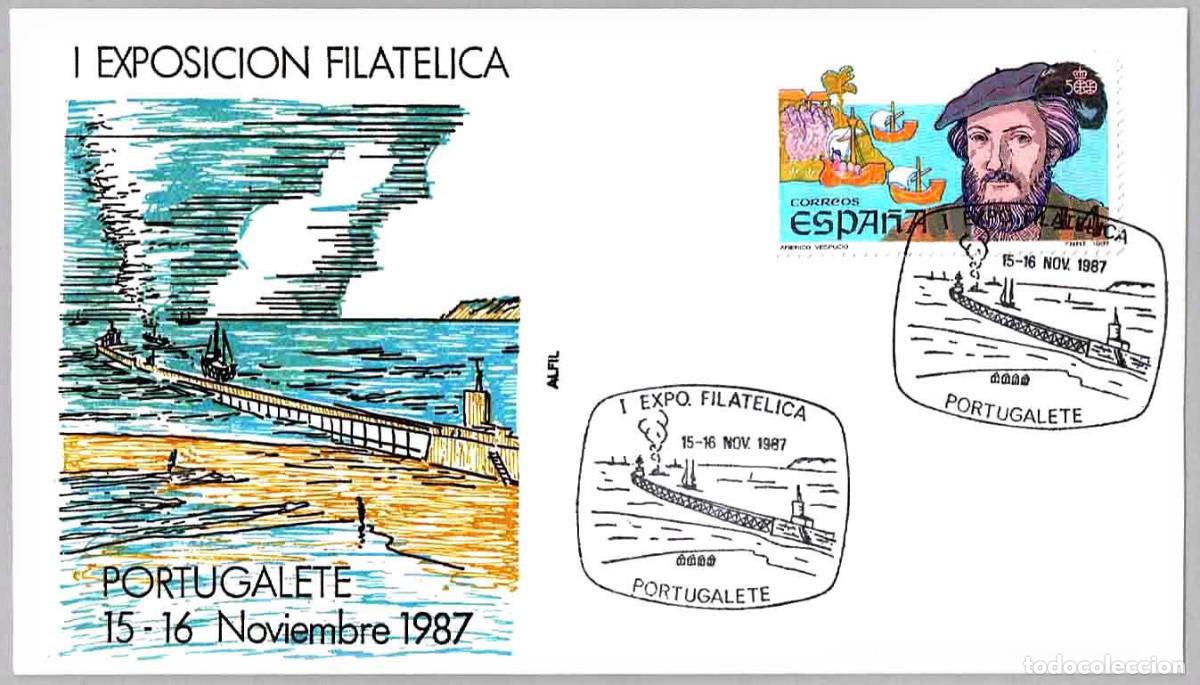 Sellos: Matasellos EXP.FIL. CENTENARIO DEL MUELLE DE HIERRO. Portugalete, Vizcaya, 1987