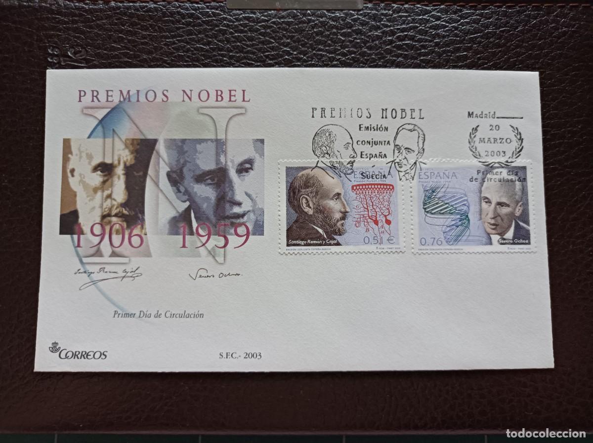 Sellos: S. Primer Dia. Conjunta Espa&ntilde;a-Suecia. Ramon y Cajal. Severo Ochoa. 20 Marzo 2003. Edifil 3964/65.