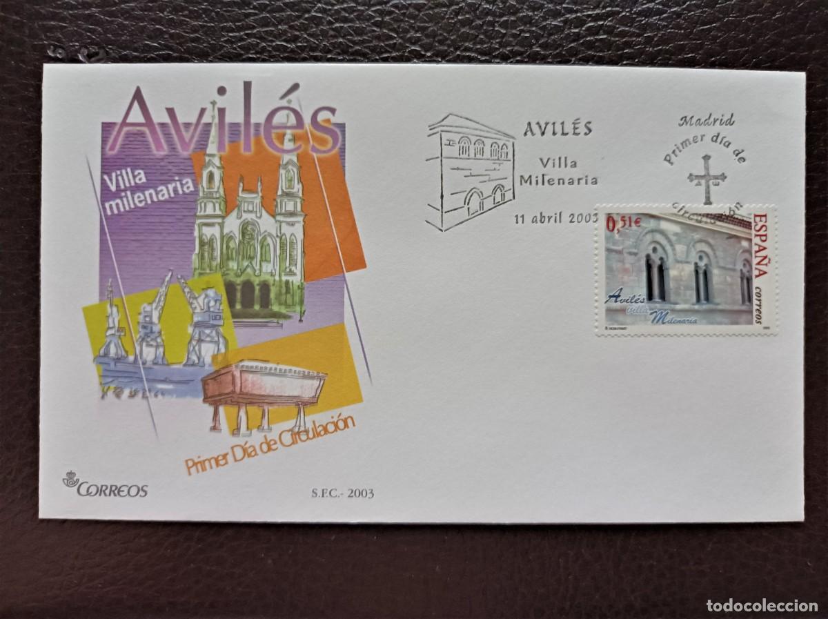 Sellos: Sobre Primer Dia. Avil&eacute;s Villa Milenaria. 11 de Abril de 2003. Edifil 3981.