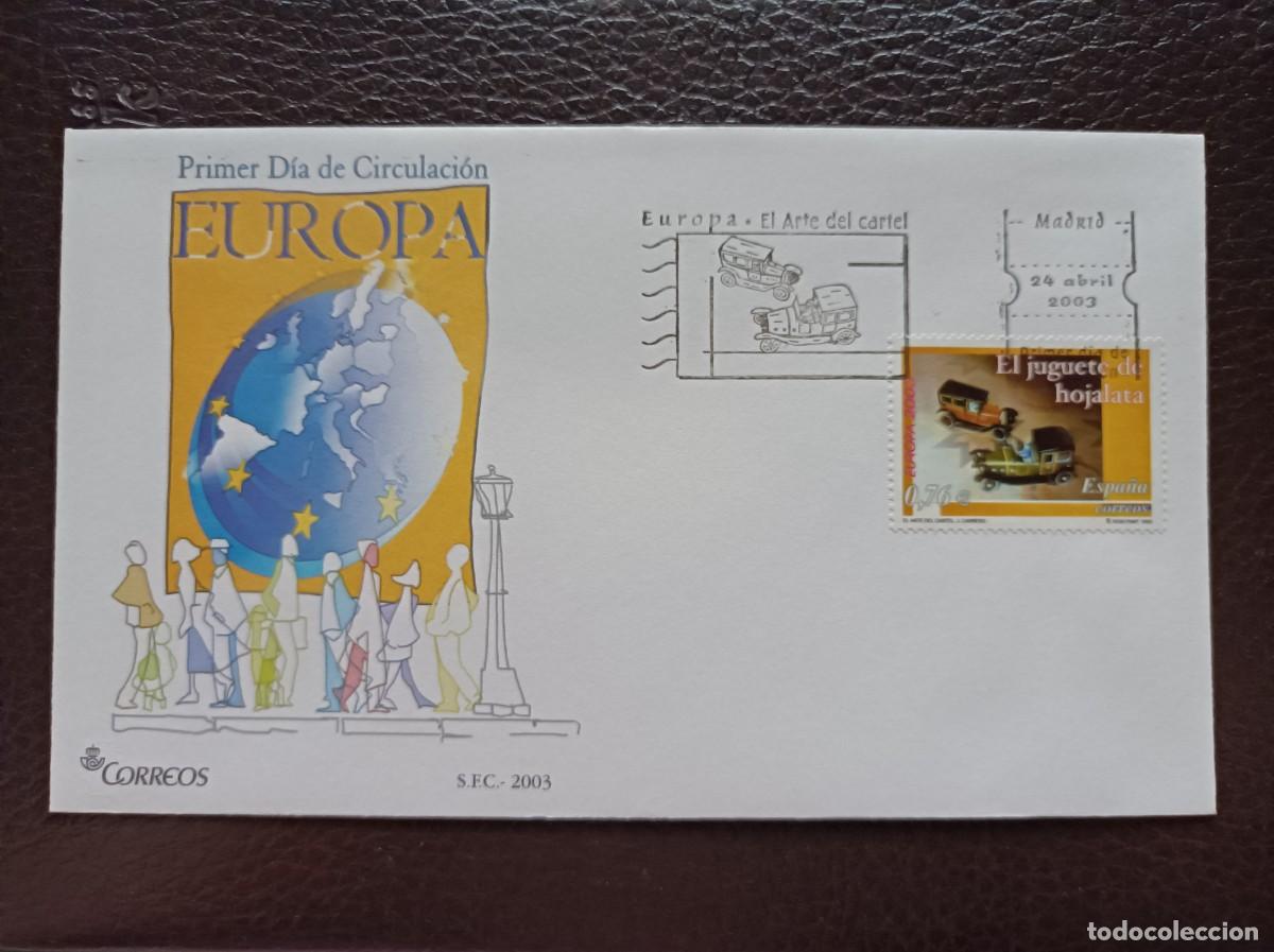 Sellos: Sobre Primer Dia. Europa. El Juguete de Hojalata. 24 de Abril de 2003. Edifil 3982.