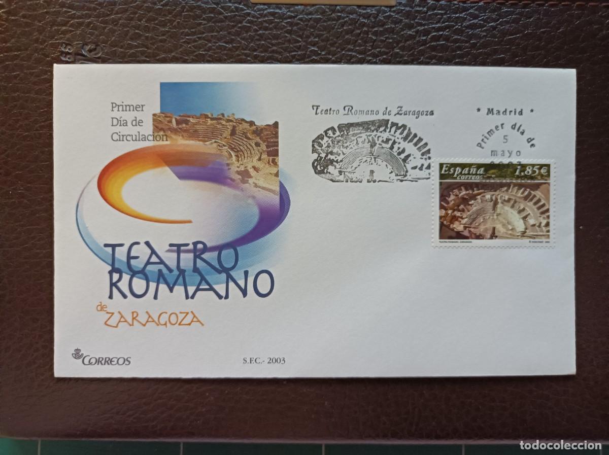 Sellos: Sobre Primer Dia. Teatro Romano de Zaragoza. 5 de Mayo de 2003. Edifil 3984.