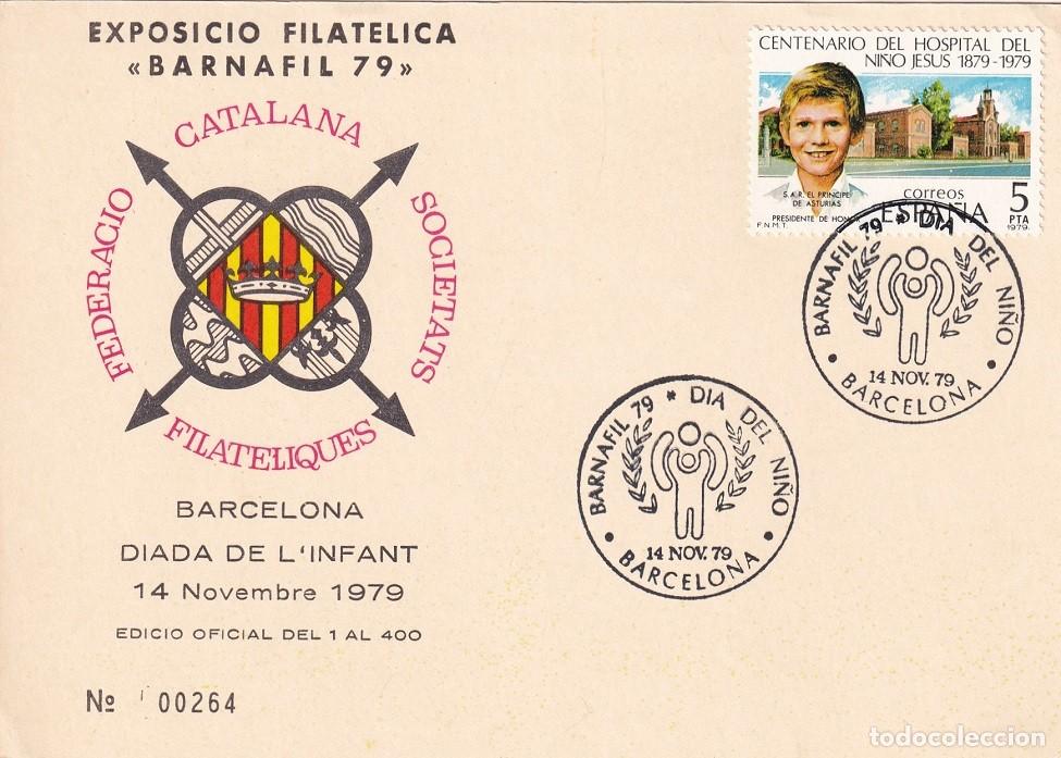 Sellos: Tarjeta Barcelona 1979 - Barnafil 79 - D&iacute;a del ni&ntilde;o - Diada de l'infant - N&ordm; 264 de 400 - Matasellos