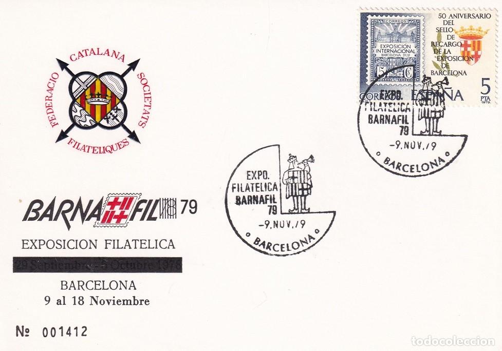 Sellos: Tarjeta Barcelona 1979 - Barnafil 79 - Exposici&oacute;n filat&eacute;lica - N&ordm; 1412 - Matasellos especiales