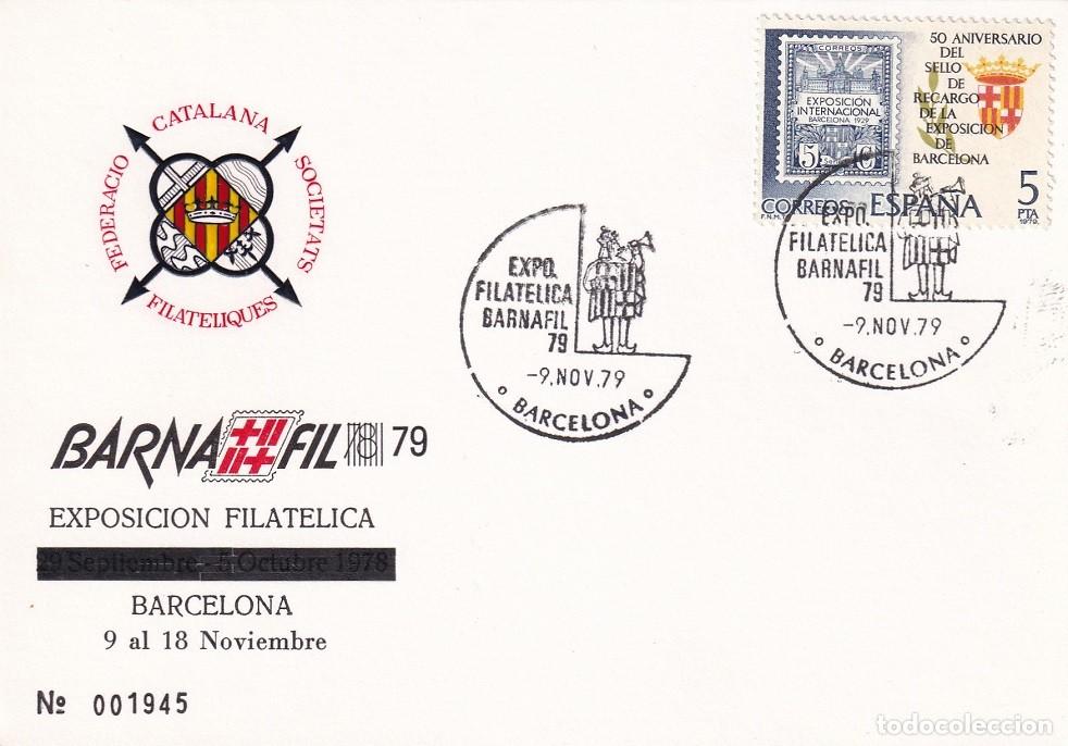 Sellos: Tarjeta Barcelona 1979 - Barnafil 79 - Exposici&oacute;n filat&eacute;lica - N&ordm; 1945 - Matasellos especiales