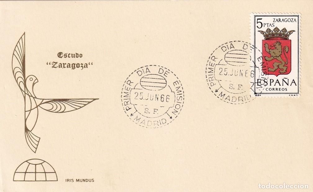 Sellos: Tarjeta Madrid 1966 - Primer d&iacute;a de emisi&oacute;n - Escudo Zaragoza