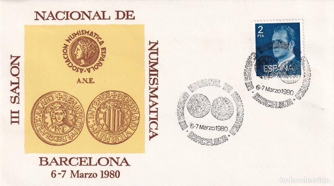 Sellos: Sobre Barcelona 1980 - III Sal&oacute;n Nacional de Numism&aacute;tica - Matasellos especiales