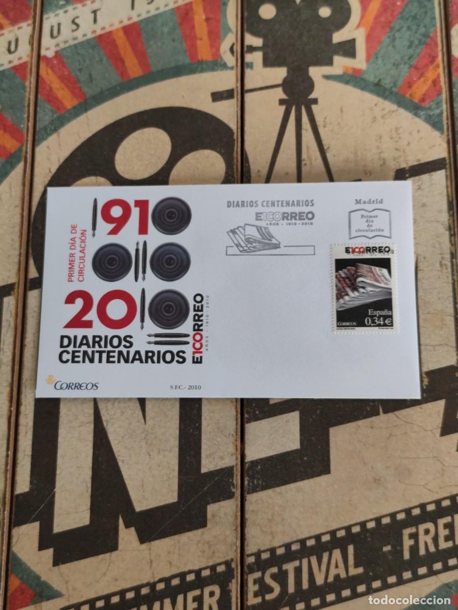 Sellos: 274 Diarios Centenarios El Correo 30/4/10 Sobre primer d&iacute;a