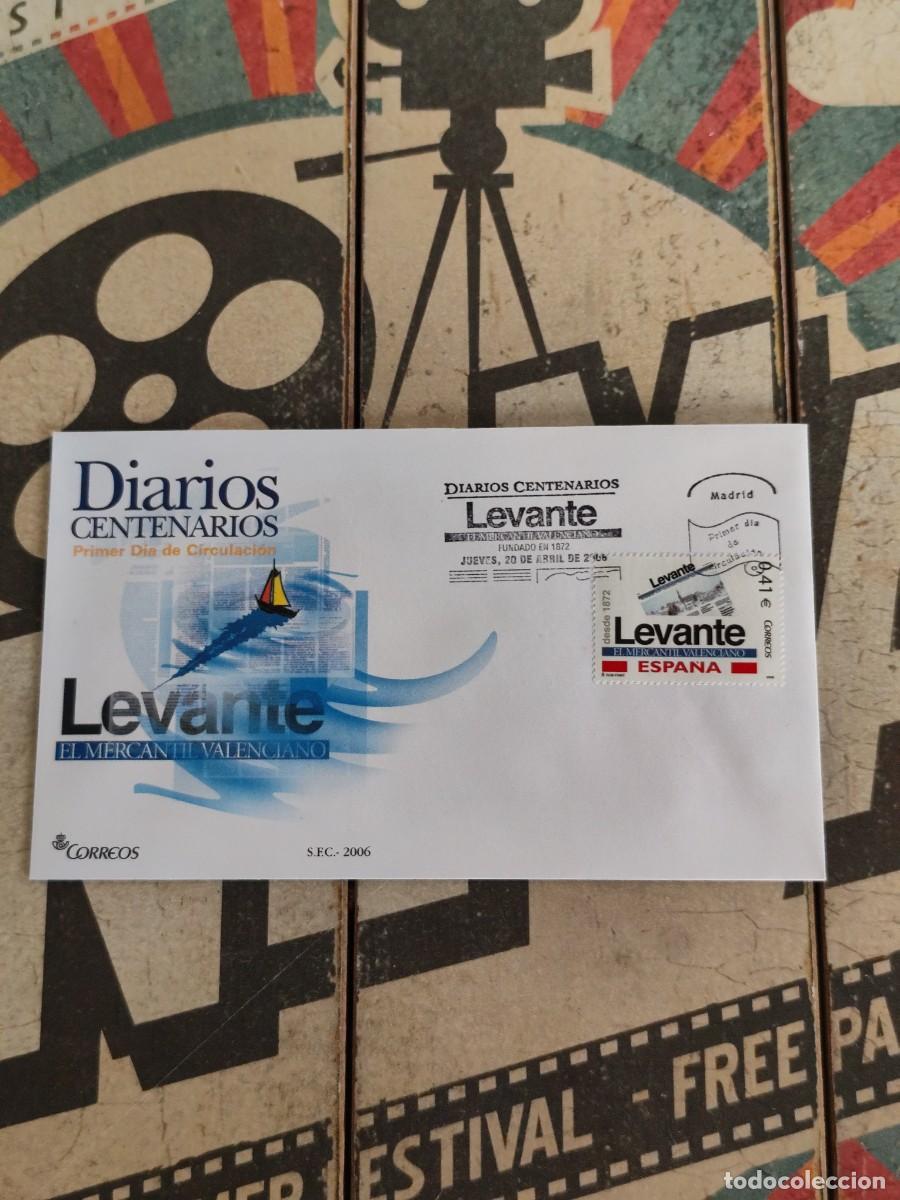 Sellos: 278 Diarios Centenarios Levante 20/4/06 Sobre primer d&iacute;a