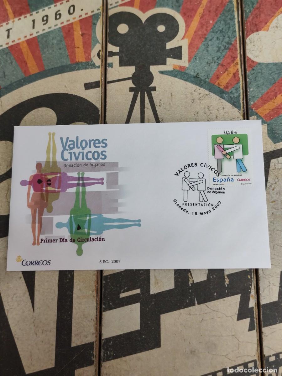 Sellos: 291 Presentaci&oacute;n Valores C&iacute;vicos Donaci&oacute;n de &oacute;rganos 15/5/07 Sobre primer d&iacute;a