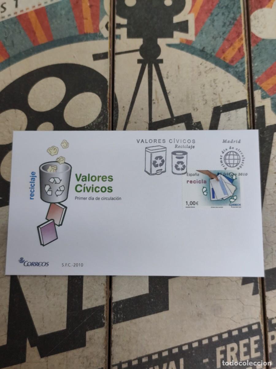 Sellos: 299 Valores C&iacute;vicos Reciclaje 11/2/10 Sobre primer d&iacute;a