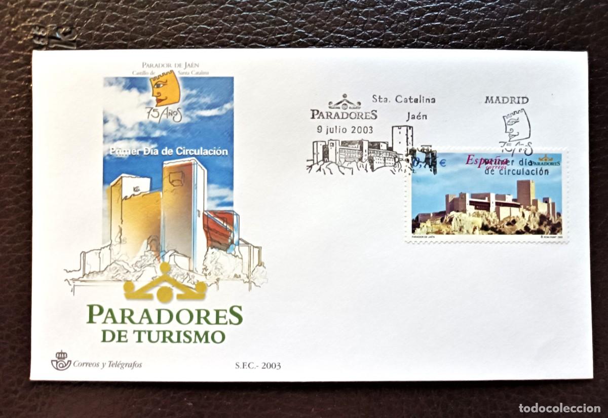 Sellos: Sobre Primer Dia. Paradores de Turismo. Parador de Ja&eacute;n. 4 de Julio de 2003. Edifil 3999.