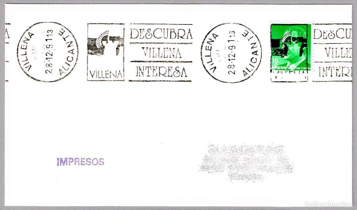 Sellos: Matasellos rodillo DESCUBRA VILLENA. Villena, Alicante, 1991