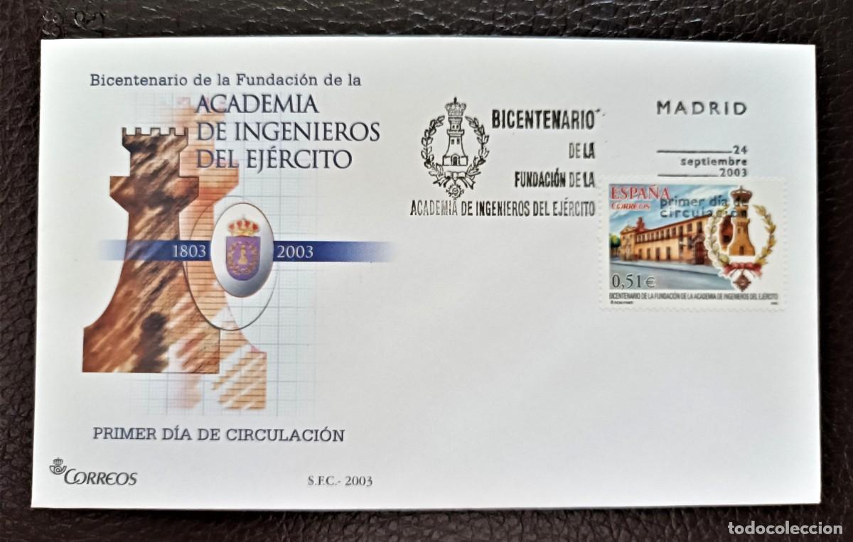 Sellos: Sobre Primer Dia. Bicentenario Academia Ingenieros del Ejercito. 24 Septiembre de 2003. Edifil 4019.