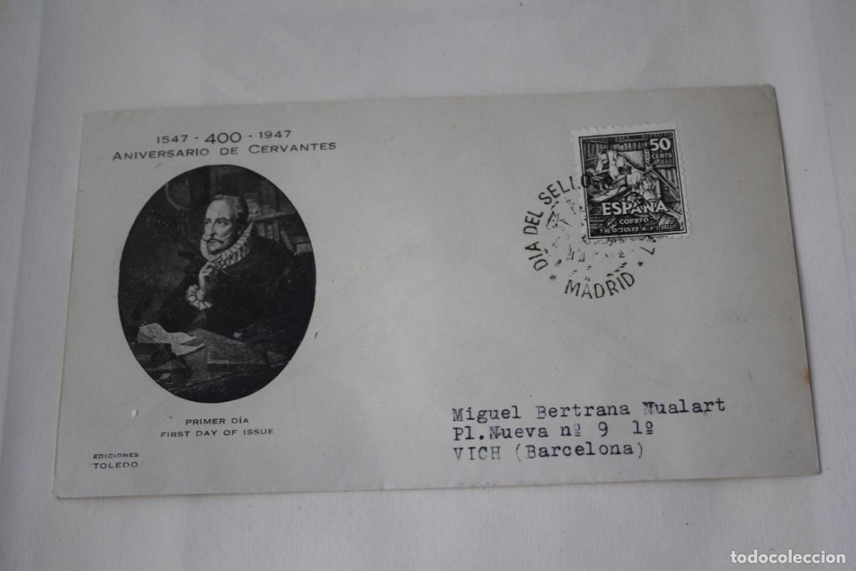 Sellos: SOBRE PRIMER DIA DE CIRCULACION 400 ANIVER CERVANTES-MATASELLOS DIA DEL SELLO 1947 EDIF:1012